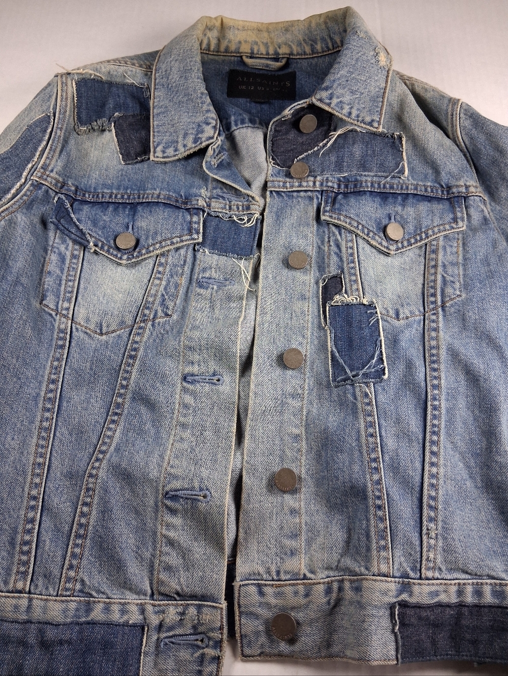 Allsaints Y2K Distressed Jean Jacket Womens Size U.S-8 - Picture 3 of 16